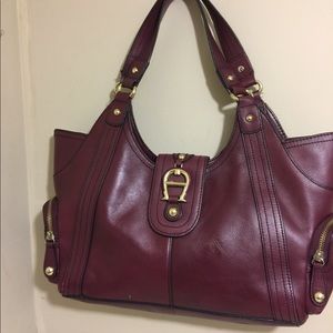 Etienne Aigner Burgundy Leather Bag